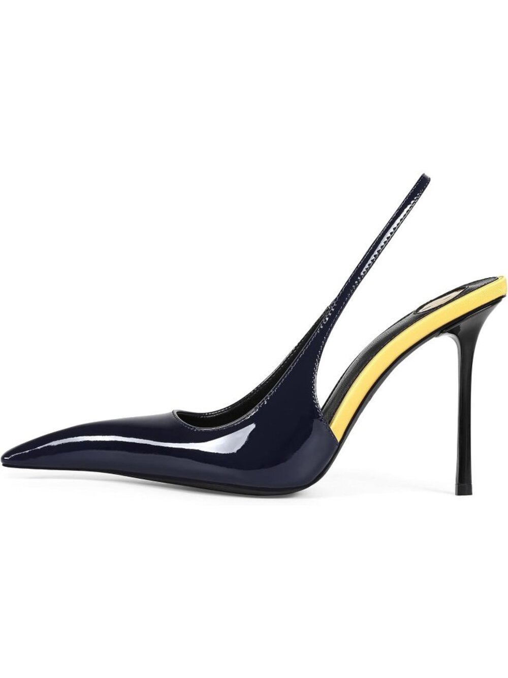 Women's Blue Patent Leather Pointed Close Toe Stiletto High Heels Backless
